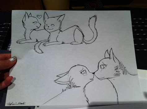 anime cats inlove cute couple kissy kitty love sketches Sketches Of Love, Anime Cat, Inlove ...