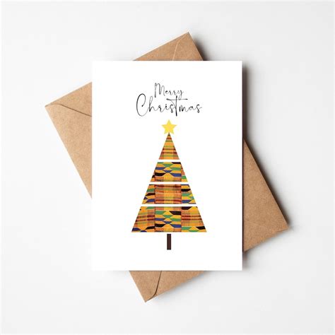 Christmas Tree Card, African Christmas Card, Ghana Kente Card ...