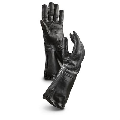 New Italian Military-issue Leather Motorcycle Gauntlet Gloves - 619123, Gloves & Mittens at ...