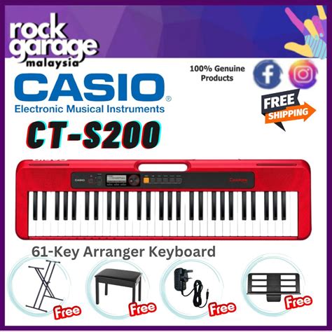 Casio CTS200 61-Keys Casiotone Keyboard With Keyboard Stand And Piano ...