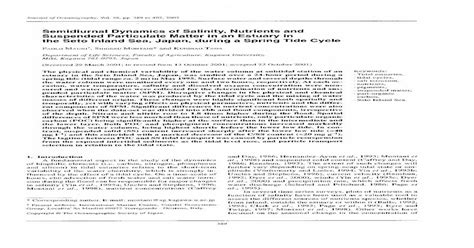 Semidiurnal dynamics of salinity, nutrients and suspended particulate matter in an estuary in ...