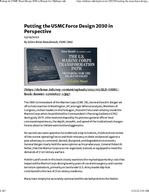 (PDF) Putting the USMC Force Design 2030 in Perspective | Robbin Laird ...