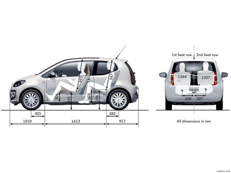 Volkswagen Up! Exterior and interior dimensions - Wallpaper | Caricos