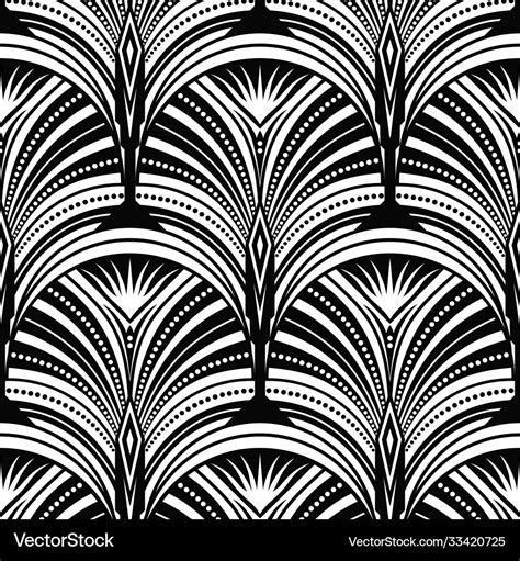 Art deco pattern black white background Royalty Free Vector