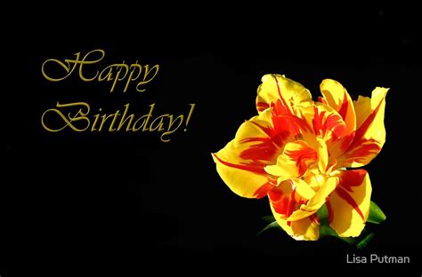 "Red & Yellow Tulip ~ Happy Birthday" Posters by Lisa G. Putman | Redbubble