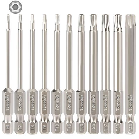 Torx Bit Set,Tonsiki 11pcs Tamper Proof Security Torx Bits,3'' Long ...