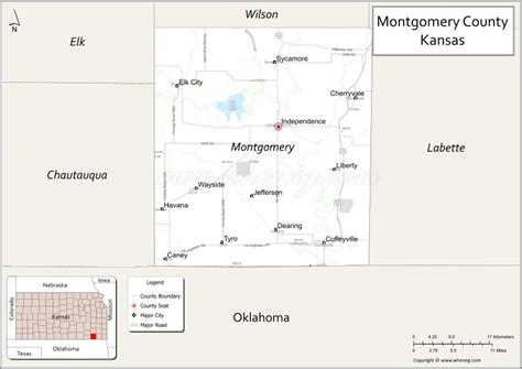 Map of Montgomery County, Kansas - Where is Located, Cities, Population ...