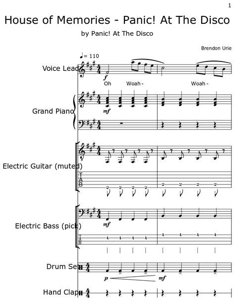 House of Memories - Panic! At The Disco - Sheet music for Voice Lead, Piano, Electric Guitar ...