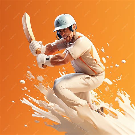 Premium Photo | 3d rendering of Cricket player in action