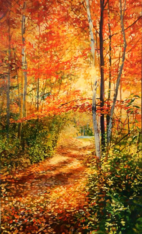 October walk 36"x60"acrylic painting Artist Michelle Courier Landscape ...