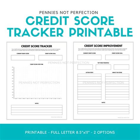 Credit Score Tracker Credit Score Printable Planner | Etsy