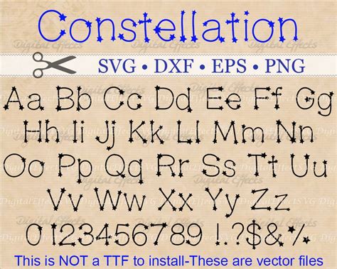 CONSTELLATION STARS Star Dots Font Svg Dxf Eps Png | Etsy