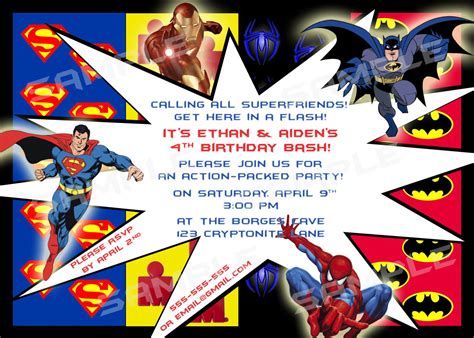 Superhero Birthday Party Invitation Templates