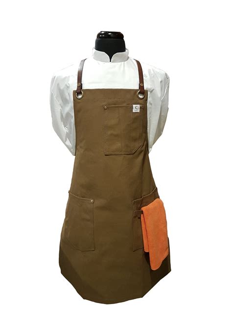 Chef's Satchel LEATHER STRAP WAXED CANVAS APRONS - Khaki – Rodriguez ...