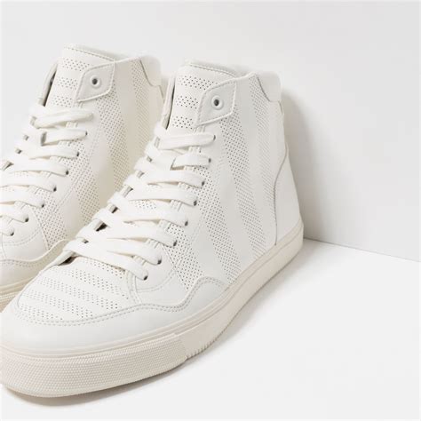 Zara White High-top Sneakers in White for Men | Lyst