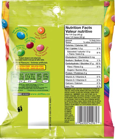 Skittles Sweet & Sour Candy 191g/6.73oz Peg Bag {Imported from Canada ...