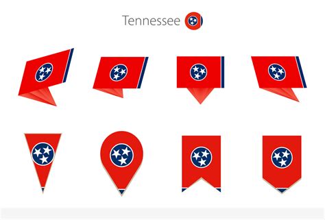 Tennessee US State flag collection, eight versions of Tennessee vector ...