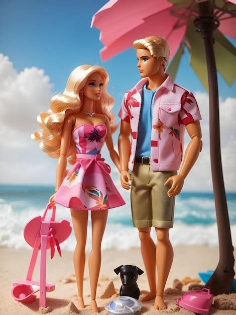 Premium Photo | Barbie and Ken in the beach and enjoys summar vacation