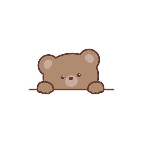 Premium Vector | Cute brown bear peeking vector illustration | Cute bear drawings, Teddy bear ...