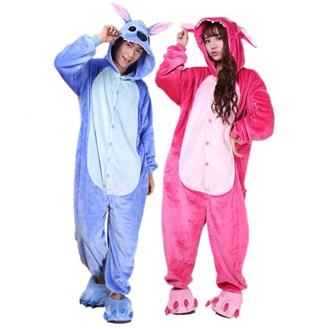 Stitch Onesie Costumes for Couples Animal Onesies Halloween Flannel ...