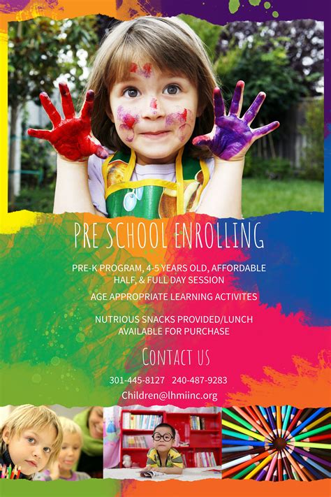 Preschool enrollment colorful poster/flyer template | Preschool logo, School advertising, School ...