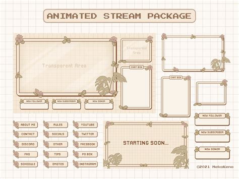 Animated Stream Overlay Package for Twitch, Cute Plant Garden Theme ...