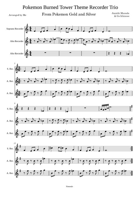 Pokemon Burned Tower Recorder Trio Sheet music for Recorder (Woodwind Trio) | Musescore.com