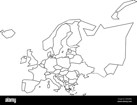 Political map of Europe. Simplified black wireframe outline. Vector ...