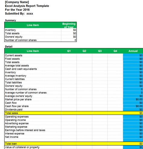 Excel Analysis Report Template – Excel Word Templates