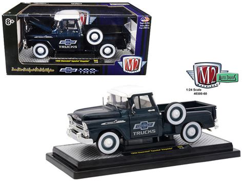 1/24 M2 Machines 1958 Chevrolet Chevy Apache Stepside Steel Blue ...