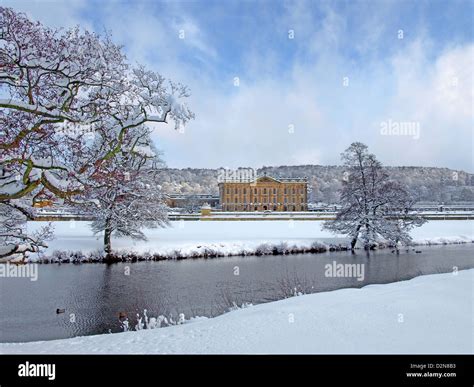 Chatsworth House Derbyshire Peak District Winter Stock Photo - Alamy