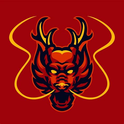 Premium Vector | Red dragon head logo