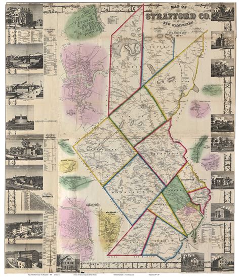 Map of Strafford County, NH 1856 - Print of Wall Map