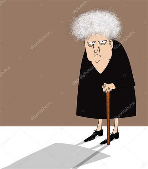 Cranky Old Lady With Cane Stock Illustration by ©ponytail1414 #3936295