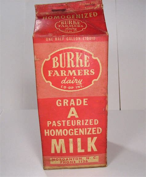 Vtg. Burke Farmers Dairy Co-op Milk Carton Morganton N.C. / 1/2 Gal. / nc milk | #1751700557
