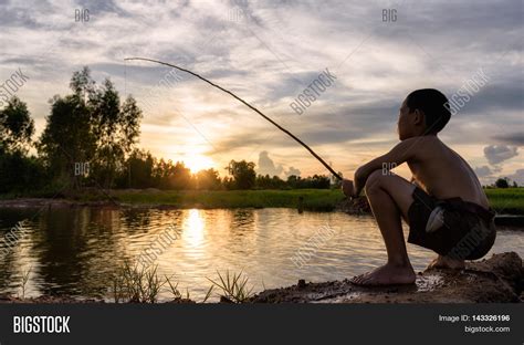 Silhouette Boy Fishing Image & Photo (Free Trial) | Bigstock