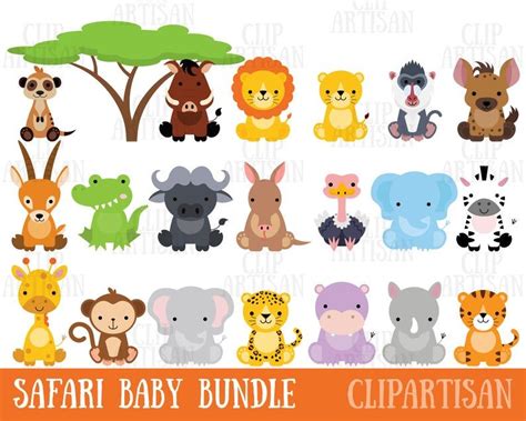 Safari Baby Animals Clipart / Jungle Animals Clipart / Zoo | Etsy Baby ...