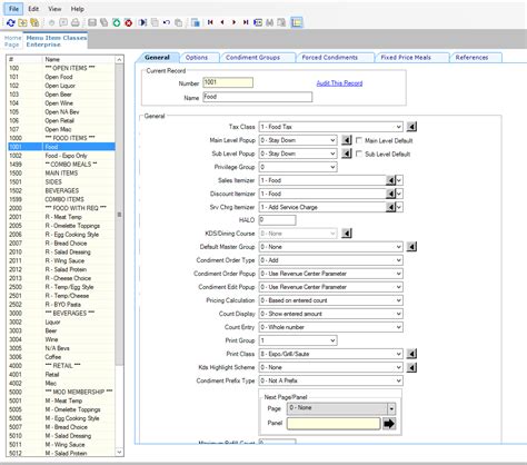 Menu Item Classes in Micros Simphony v19 | SimSupport