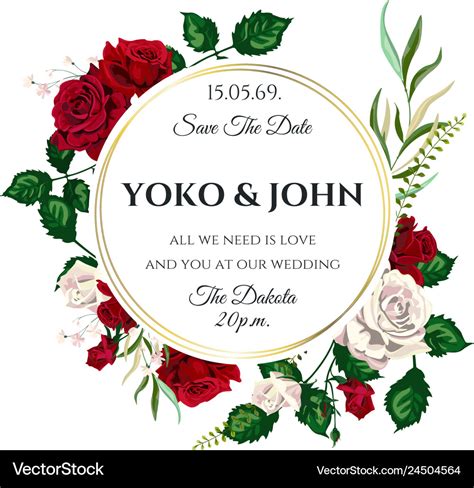 Roses wedding invitation card for design 01 Vector Image