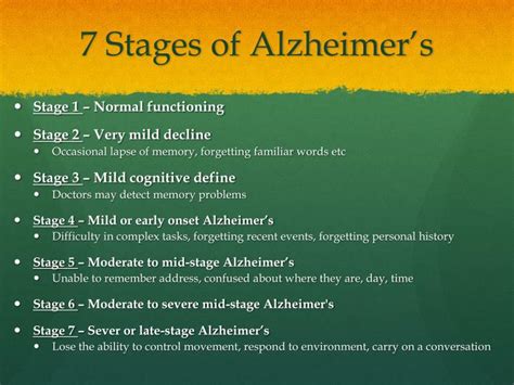 7 Stages Of Alzheimer's Printable