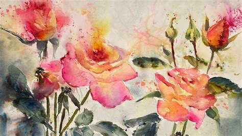 Loose Flower Watercolour Painting - Roses - YouTube