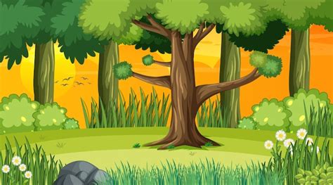 Jungle Cartoon Background Tree Images - Free Download on Freepik