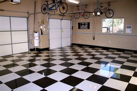 black-and-white-tile-flooring | White tile floor, Tile floor, Garage design interior