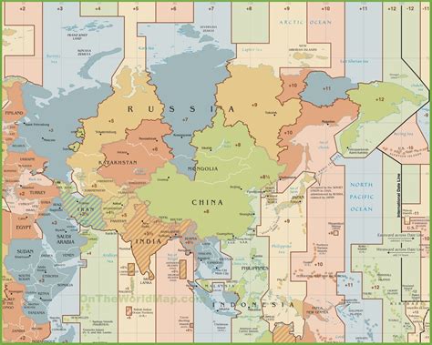 Asia time zone map Time Zone Map, World Time Zones, Standard Time Zones, Asian Continent, China ...