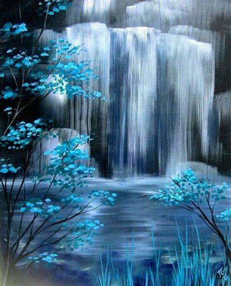 Pin by Miled Miled on Painting | Waterfall paintings, Landscape paintings, Art painting