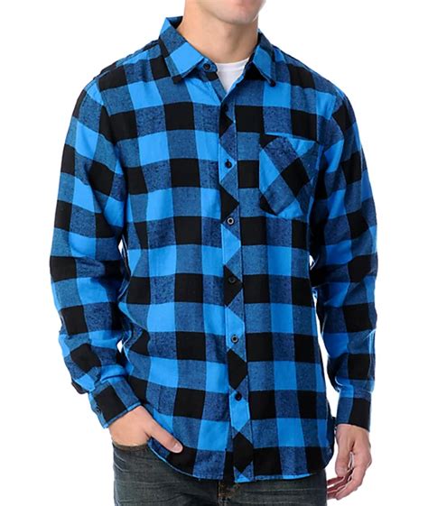 Free World Jasper Black & Blue Flannel Shirt