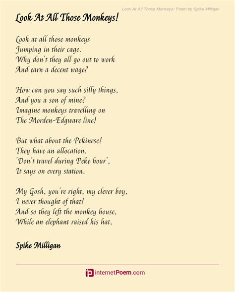 Look At All Those Monkeys! Poem by Spike Milligan