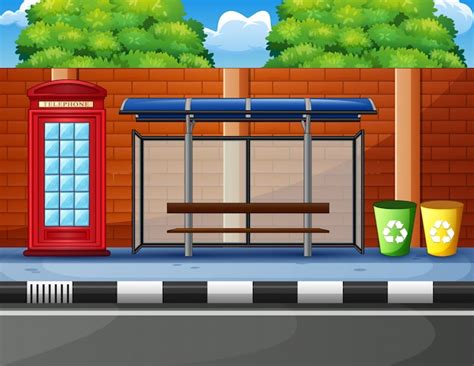 Premium Vector | Cartoon of a bus stop