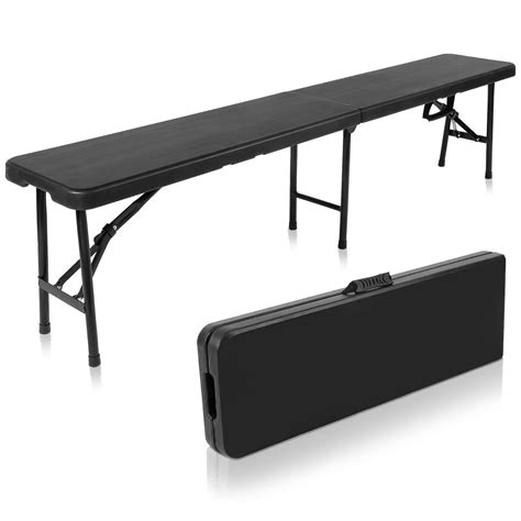 Buy Black Folding Bench 6 Feet Plastic Outdoor Bench Portable Folding ...