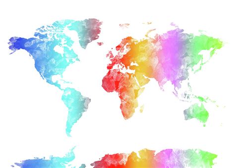 World Map Rainbow Watercolor Digital Art by Bekim M | Pixels